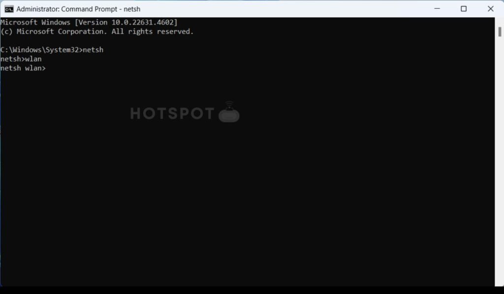 Laptop hotspot setup in CMD