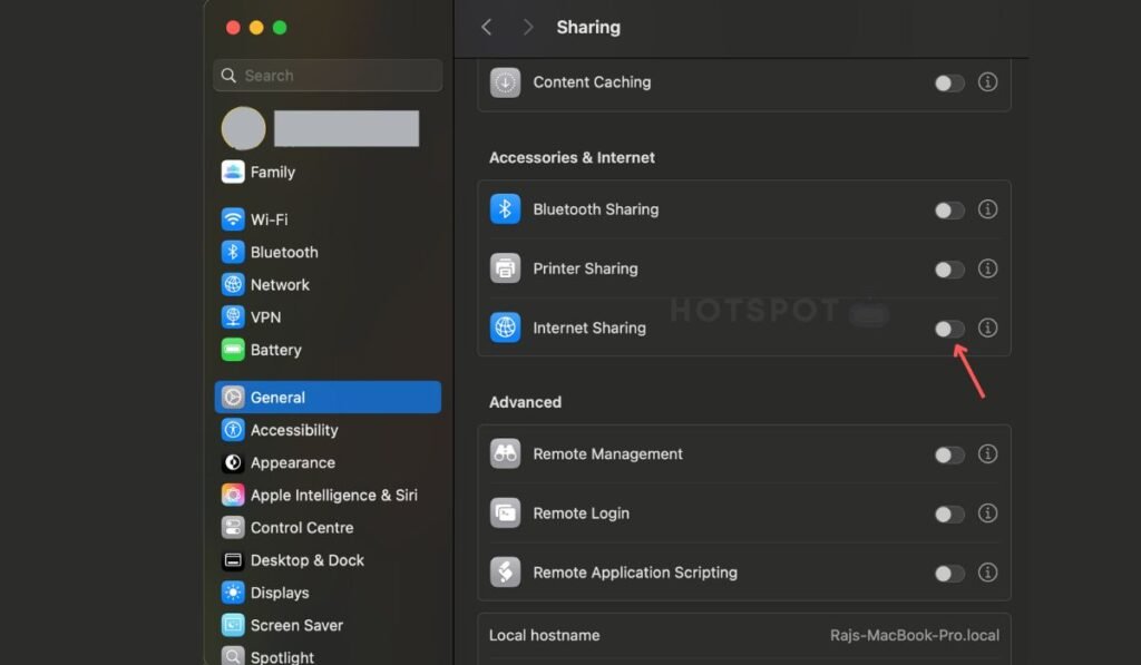 MacOS Hotspot Setup