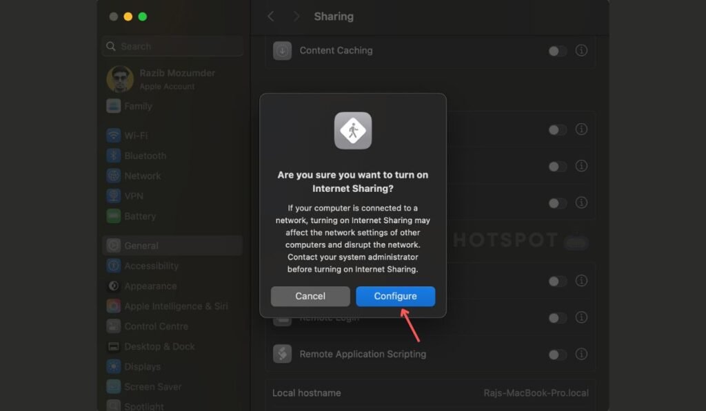 MacOS Hotspot Setup